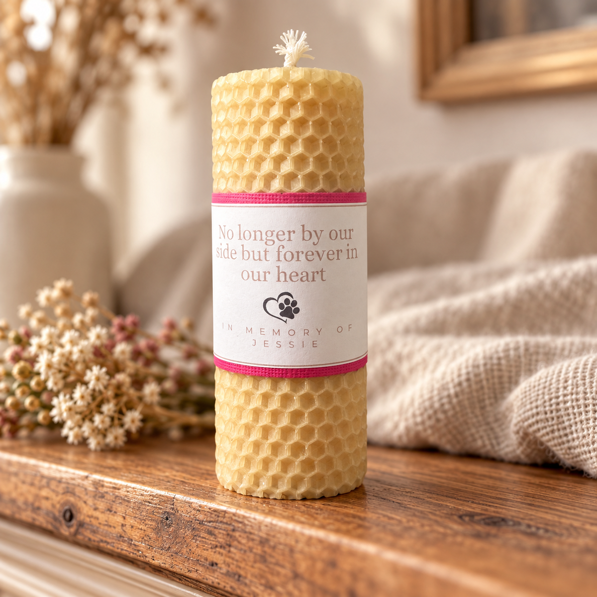 Personalised Beeswax Pet Memorial Candle